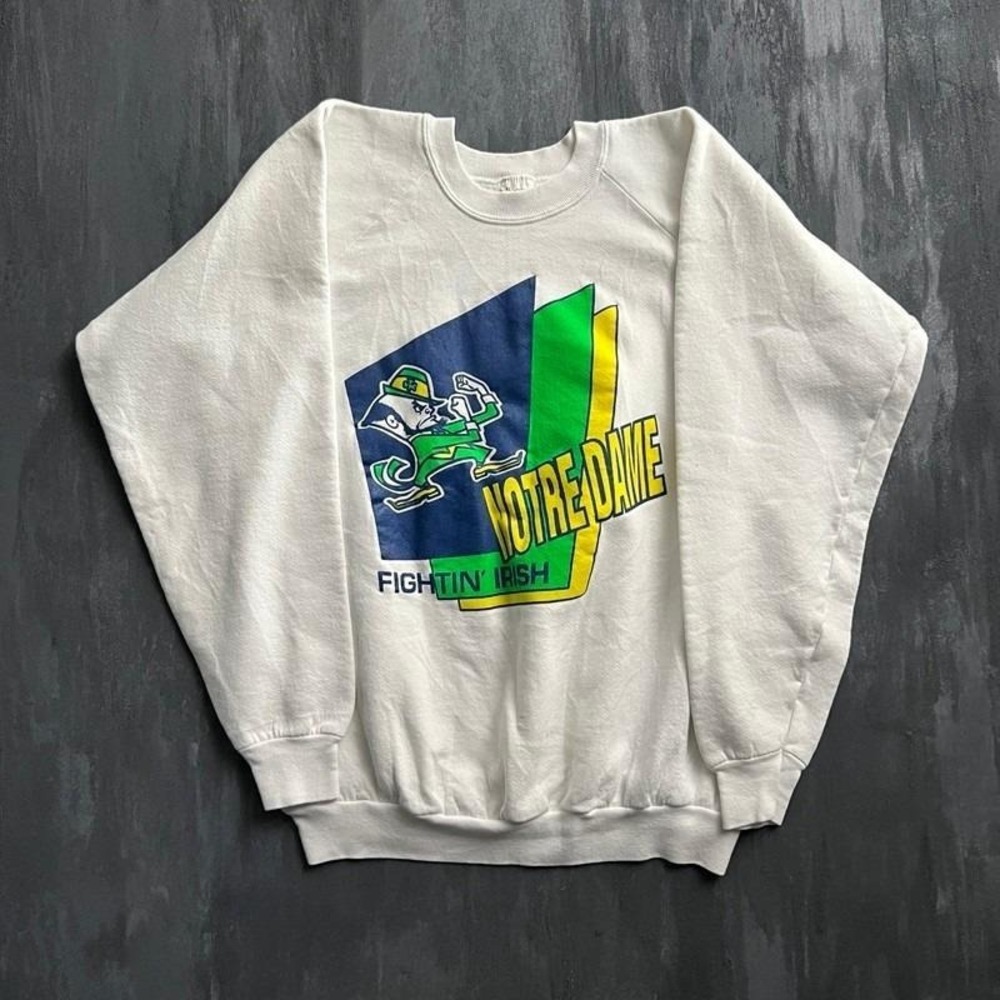 Vintage Notre Dame Fighting Irish Sweatshirt Mens XL‎ White 1990s